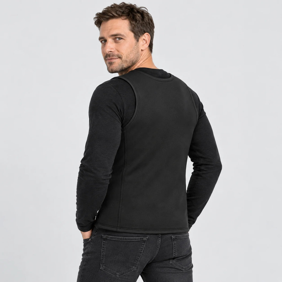 Beheizbare dünne Unisex-Weste PyreFit Duvaro, Rückansicht