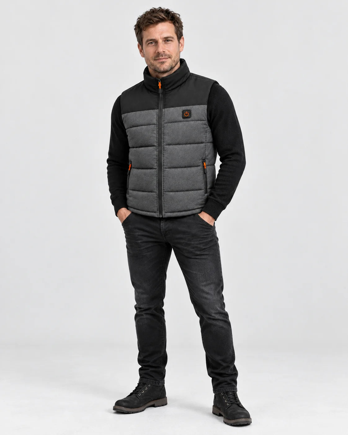 Beheizbare Unisex-Weste PyreFit Trailon, Ganzkörperansicht