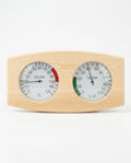 Wood sauna thermometer and hygrometer wall gauge with dual analog dials