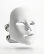 White LED light massage face mask with adjustable straps, studio packshot