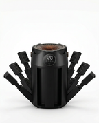 Black electric shoe dryer with eight foldable arms and LED display