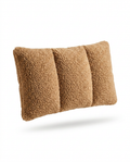 Camel sherpa lumbar support pillow with three padded channels on white