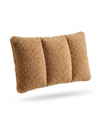 Camel sherpa lumbar support pillow with three padded channels on white