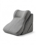 Gray memory foam adjustable sleep wedge lounger with contoured headrest, studio shot on white