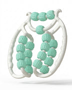 Green 360 degree muscle roller ring with spiked massage balls, studio shot