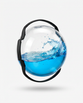 Clear water-filled stability strength ball with blue water sloshing inside