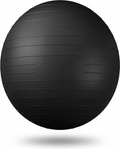 Black anti-burst stability exercise ball, studio shot on white background