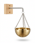 Brass hanging sauna aromatherapy oil bowl on wood wall arm with chains