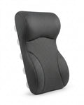 Grey full back and neck bath pillow with air-mesh fabric and suction cups on white
