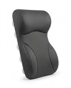 Grey full back and neck bath pillow with air-mesh fabric and suction cups on white