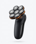 Black 7D head shaver with seven floating rotary blade heads, studio shot on white
