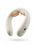 Beige portable neck massager packshot with orange heating pads