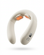 Beige portable neck massager packshot with orange heating pads