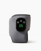 Grey heated massager wrap with green digital display and touch controls, on white