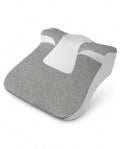 Gray quilted memory foam reading wedge pillow with contoured neck cradle