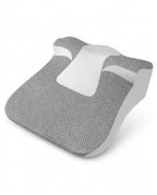 Gray quilted memory foam reading wedge pillow with contoured neck cradle