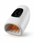 White cordless compression hand massager with touchscreen and heated interior