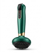 Green handheld electric cupping massager with LCD and silicone suction head
