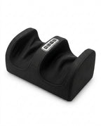 Black dual-cavity shiatsu foot massager with heat, studio shot on white
