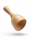Wooden recovery massage cup with turned handle on white background