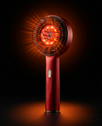 Red scalp comb upright with its red light head glowing on black