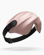 Pink mulberry silk sleep mask with adjustable black elastic strap