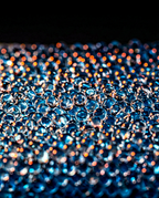 Macro of the blue and orange gel beads filling the reusable pack