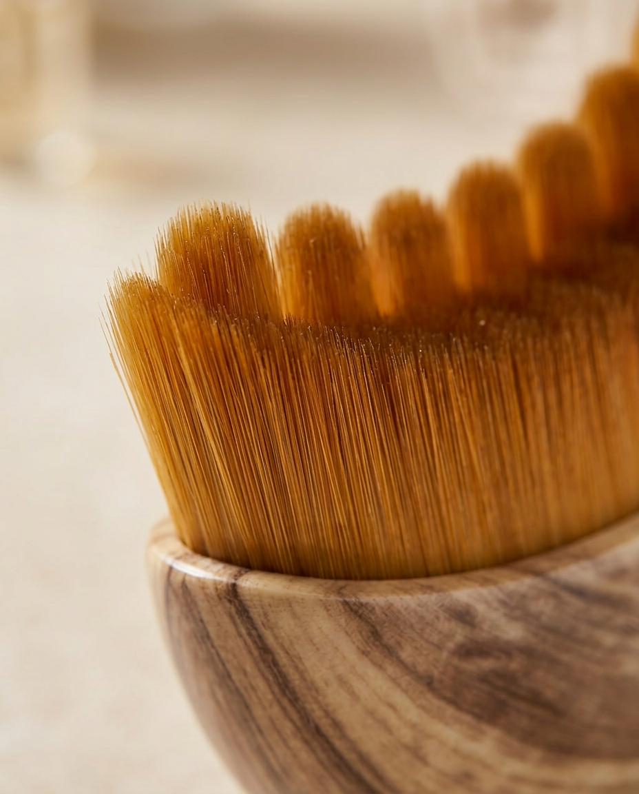 Macro of the soft scalloped bristle crown on the facial comb