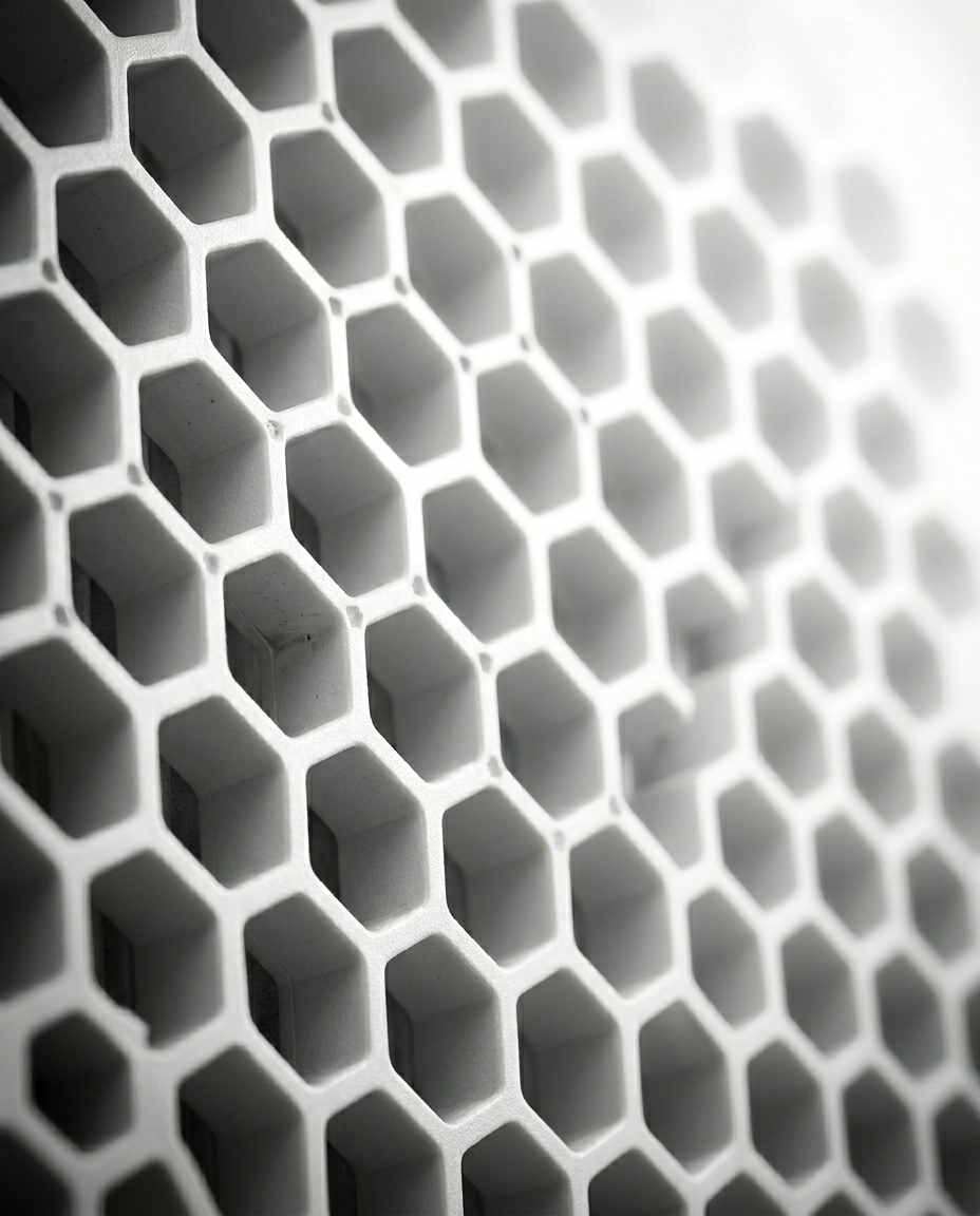 Macro of the honeycomb grille pattern on the nail dust collector
