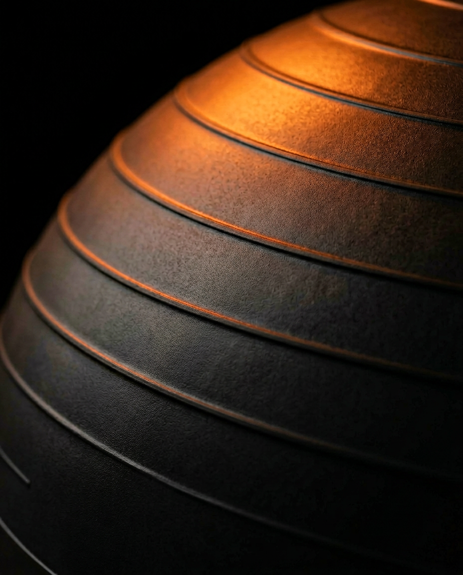 Macro of the ridged anti-burst textured surface of the balance ball