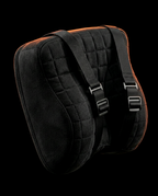 Macro of the quilted memory foam travel neck pillow with adjustable straps
