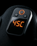 Macro of the shoulder wrap control module showing 45C heat on LED display