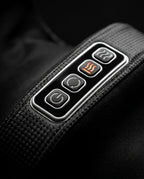 Macro of the top control panel with power, mode and heat buttons