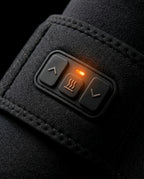 Close-up of the elbow sleeve control panel with heat icon glowing orange