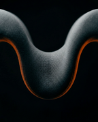 Macro of the central neck cradle cutout of the support cushion with orange glow