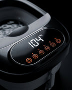 Close-up of the digital touch panel showing 104 degree temperature display