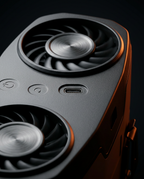 Macro of the dual fan vents, control buttons and USB-C port on the cooling unit
