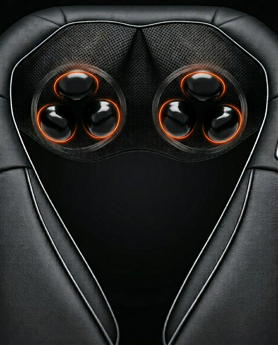 Macro of the rotating shiatsu kneading nodes with warm heat glow