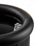 Macro of the padded reinforced rim of the black ice bath tub