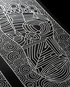 Macro of the white reflexology line pattern printed on the foot massager mat