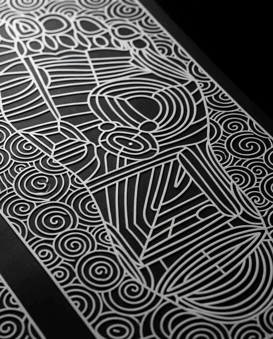 Macro of the white reflexology line pattern printed on the foot massager mat