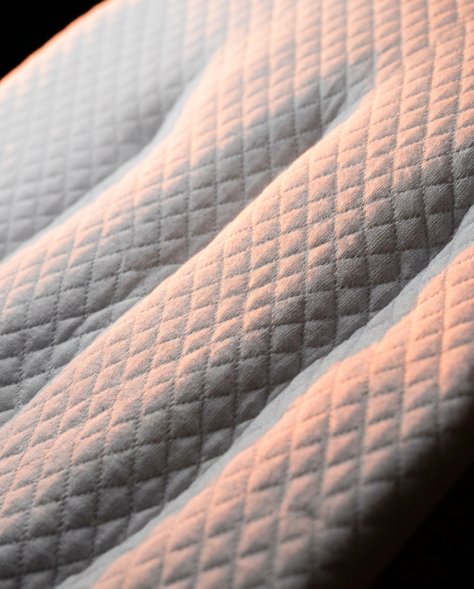 Macro of the quilted knit top surface of the leg elevation pillow