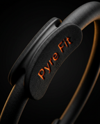 Macro of the foam grip pad on the black pilates fitness ring