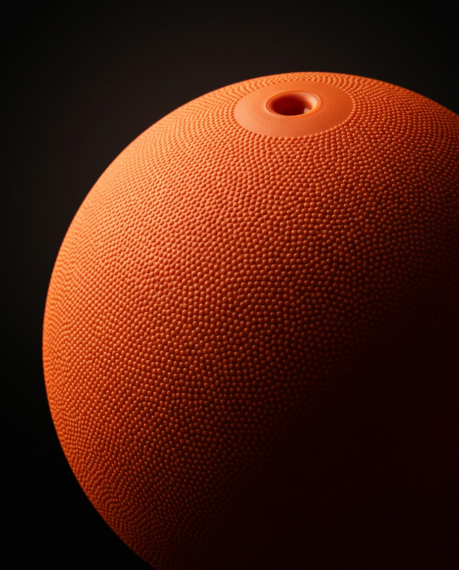 Macro of the matte textured surface and air hole of the mobility ball