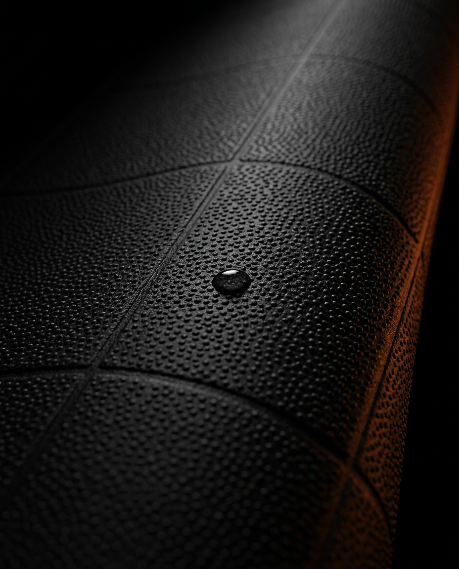 Macro of the textured non-slip surface of the black yoga mat