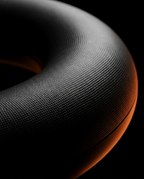 Macro of the textured non-slip surface of the stability ring with orange rim light