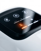 Macro of the knee massager touch panel with heat, mode and level controls