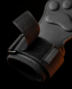 Macro of the hook-and-loop wrist closure on the paw grip strap