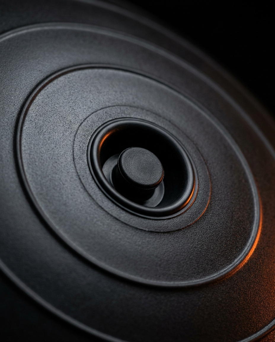 Close-up of the recessed air valve plug on the stability ball