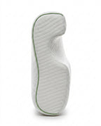Side profile of the dual-height cervical contour with green piping on the pillow